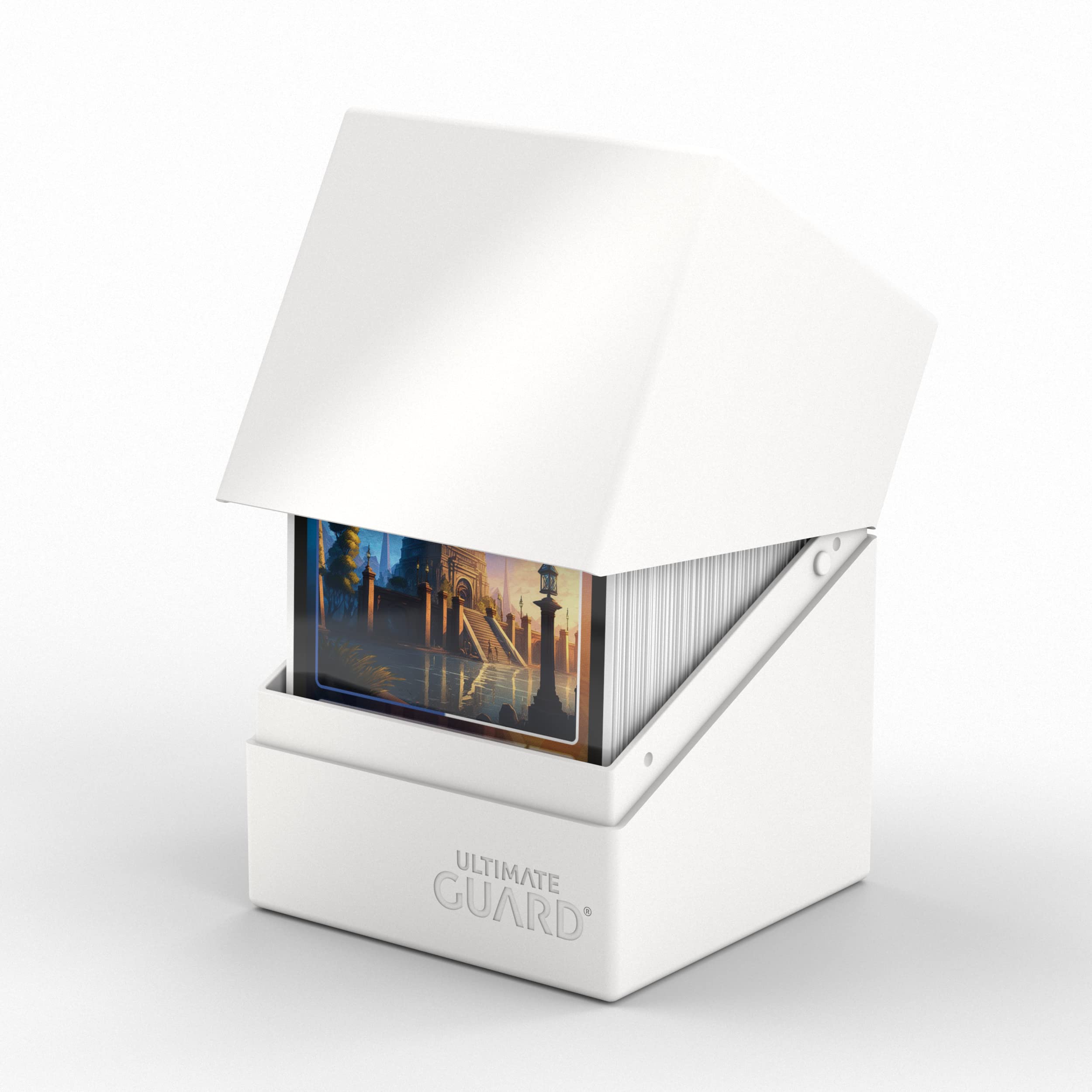 Ultimate Guard Boulder Solid 100+ Deck Case – White, Secure Storage for 100 Double-Sleeved Cards
