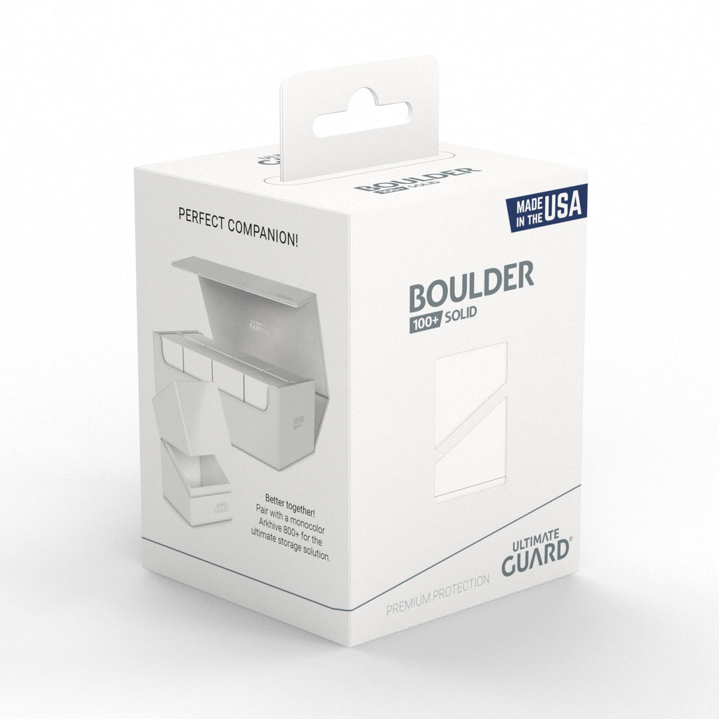 Ultimate Guard Boulder Solid 100+ Deck Case – White, Secure Storage for 100 Double-Sleeved Cards