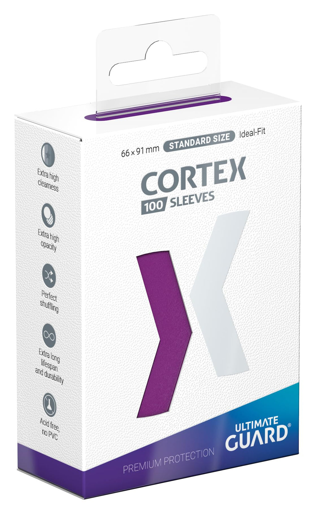 Ultimate Guard Cortex Card Sleeves (100 Pack) - Purple Glossy, 66x91mm Standard Size