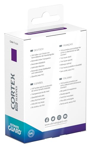 Ultimate Guard Cortex Card Sleeves (100 Pack) - Purple Glossy, 66x91mm Standard Size