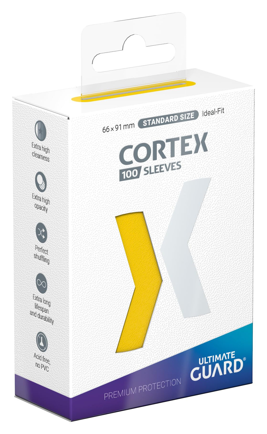 Ultimate Guard Cortex Card Sleeves (100 Pack) – Standard Size 66x91mm, Yellow Back, Glossy, Acid-Free