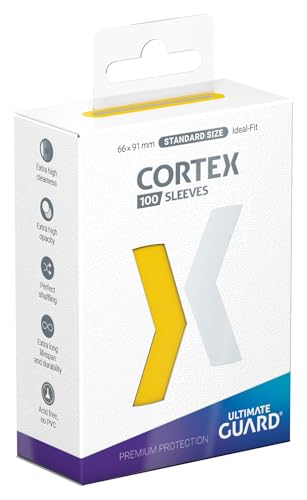 Ultimate Guard Cortex Card Sleeves (100 Pack) – Standard Size 66x91mm, Yellow Back, Glossy, Acid-Free