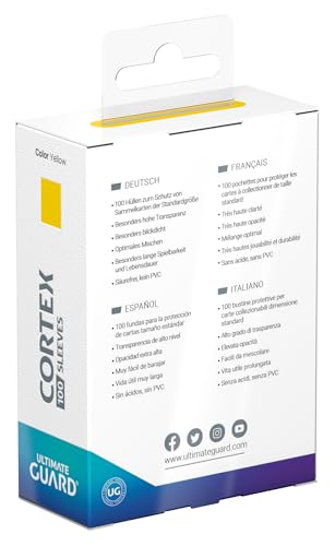 Ultimate Guard Cortex Card Sleeves (100 Pack) – Standard Size 66x91mm, Yellow Back, Glossy, Acid-Free