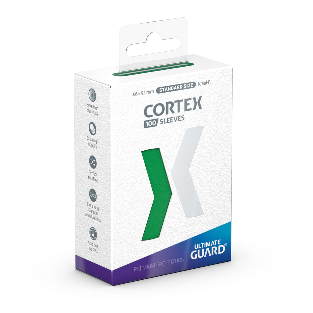 Ultimate Guard Cortex Outer Card Sleeves – 100 Standard Size, 66x91mm, Green Back, Glossy Finish, Acid-Free