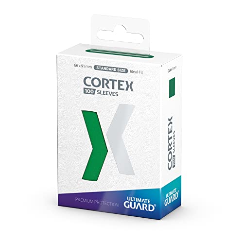 Ultimate Guard Cortex Outer Card Sleeves – 100 Standard Size, 66x91mm, Green Back, Glossy Finish, Acid-Free