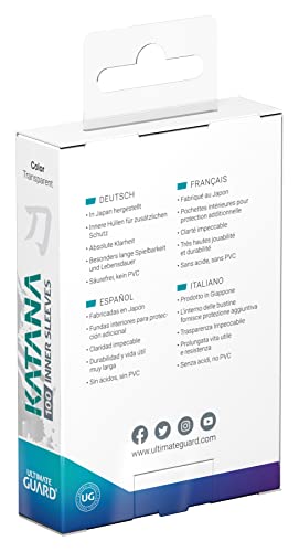Ultimate Guard Katana Inner Card Sleeves – 100 Clear Standard Size TCG Sleeves, 64x89mm, Acid-Free, No PVC