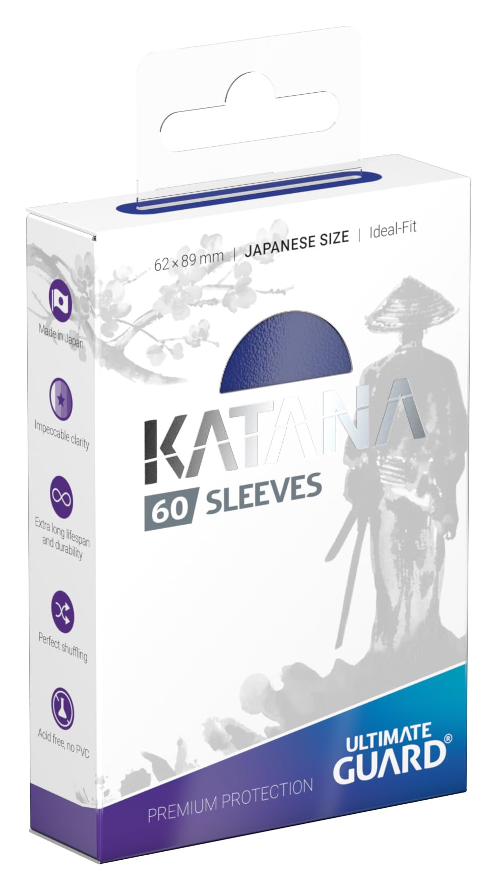 Ultimate Guard Katana Sleeves - 60 Japanese Size Blue TCG Card Sleeves, 62x89mm, Acid-Free & PVC-Free