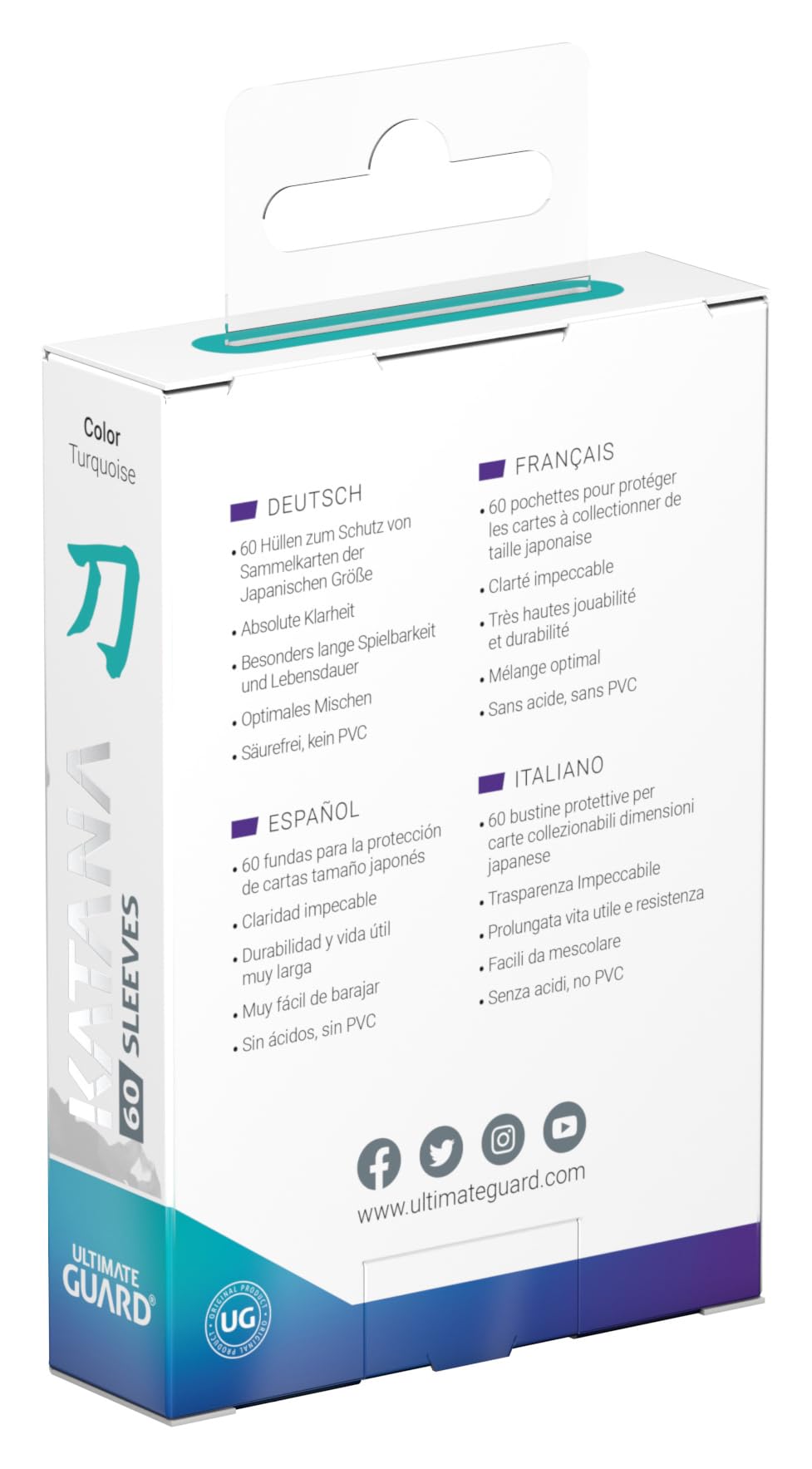 Ultimate Guard Katana Sleeves (60ct, Japanese Size, Turquoise) – Acid-Free, PVC-Free TCG Protection