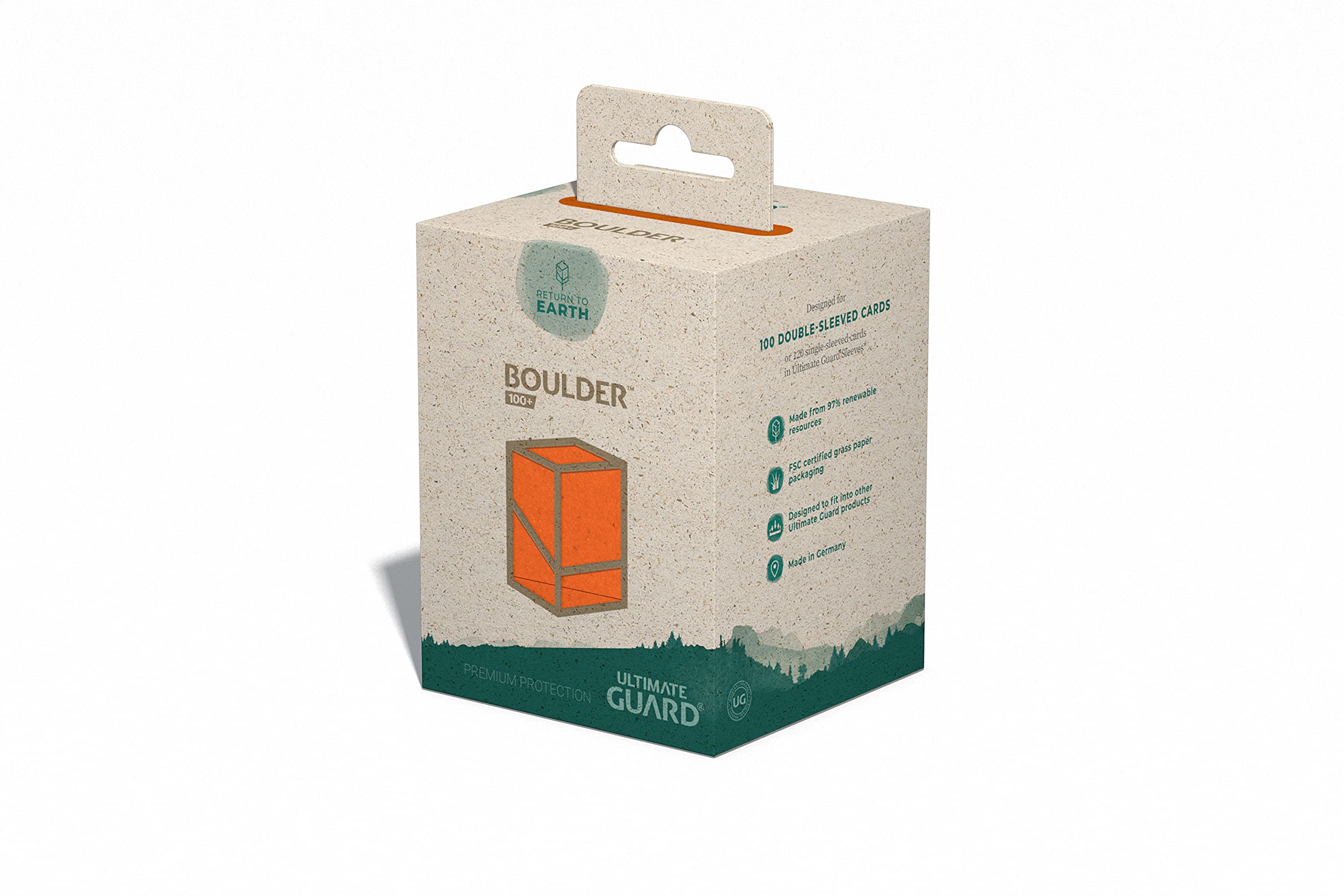 Ultimate Guard RTE Boulder 100+ Deck Case – Orange – Holds 100+ Double-Sleeved Cards, 97% Renewable, Made in Germany