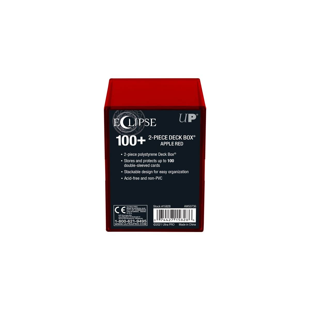 Ultra Pro Eclipse 2-Piece Deck Box Apple Red - Holds 100+ Double-Sleeved Cards for MTG, Pokemon, Sports Cards