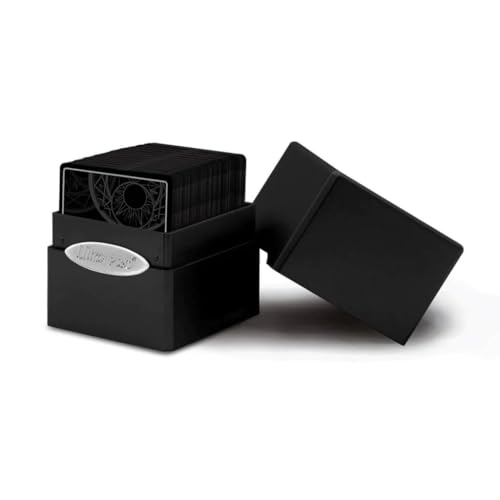 Ultra Pro Satin Cube Deck Box – Jet Black, Holds 100+ Double-Sleeved Cards
