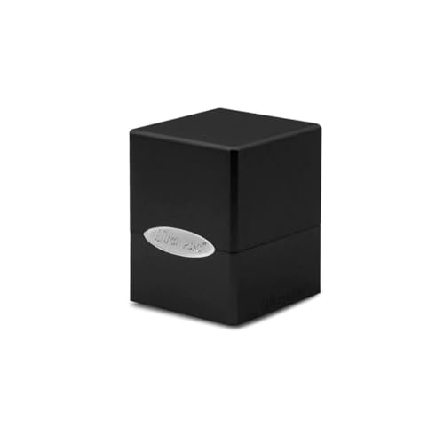 Ultra Pro Satin Cube Deck Box – Jet Black, Holds 100+ Double-Sleeved Cards