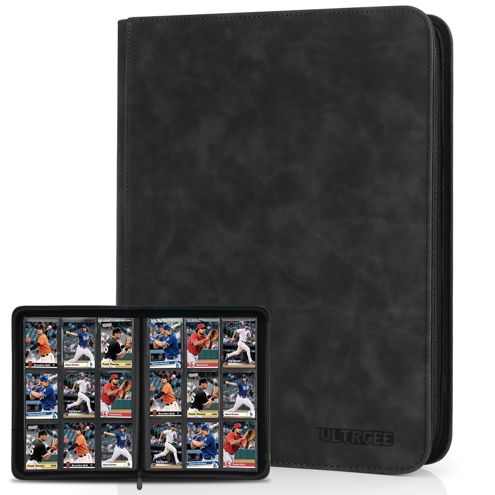 ULTRGEE 9 Pocket Card Binder - Holds 540 Cards, Black PU Leather Album for TCG/YGO/MTG/PTCG and Sports Cards