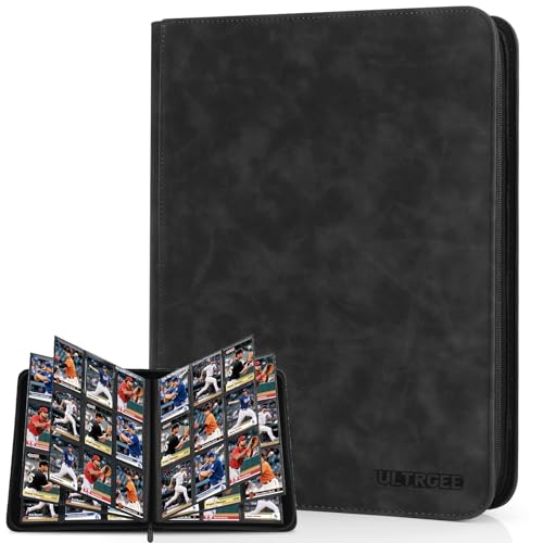 ULTRGEE 9 Pocket Card Binder - Holds 540 Cards, Black PU Leather Album for TCG/YGO/MTG/PTCG and Sports Cards