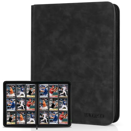 ULTRGEE 9 Pocket Card Binder - Holds 540 Cards, Black PU Leather Album for TCG/YGO/MTG/PTCG and Sports Cards