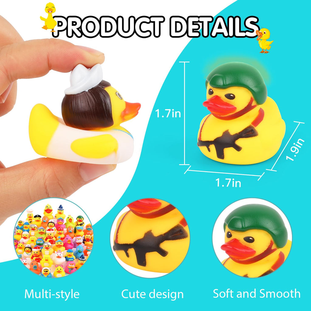 Umbresen 25-Pack Assorted Rubber Ducks – 2-Inch Mini Duckies for Jeep Ducking, Bath Toys, and Party Favors
