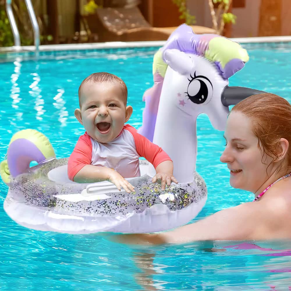 Umbresen Baby Swimming Float – Inflatable Unicorn Swim Ring for Toddlers 8-48 Months, 44lb Capacity
