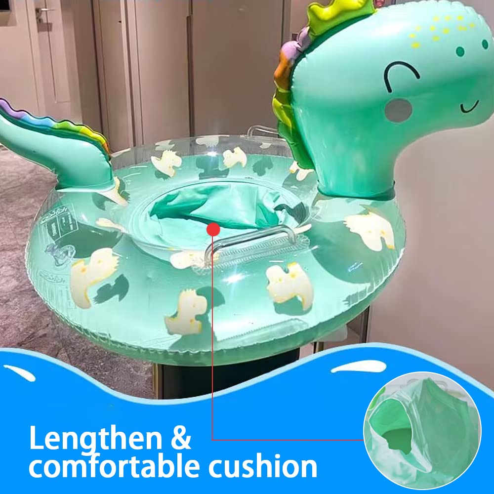 UMBWORLD Inflatable Dinosaur Baby Pool Float for Toddlers 8-48 Months, Up to 44 lbs - Green