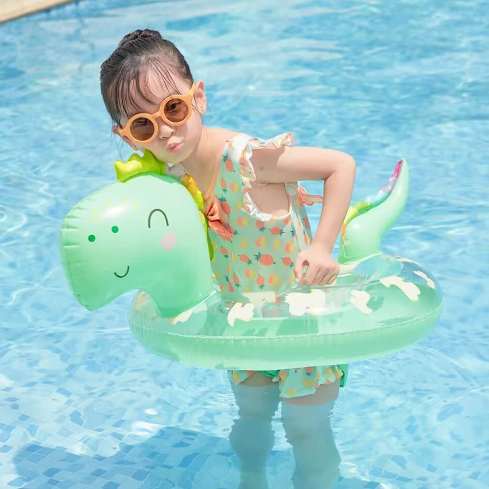 UMBWORLD Inflatable Dinosaur Baby Pool Float for Toddlers 8-48 Months, Up to 44 lbs - Green