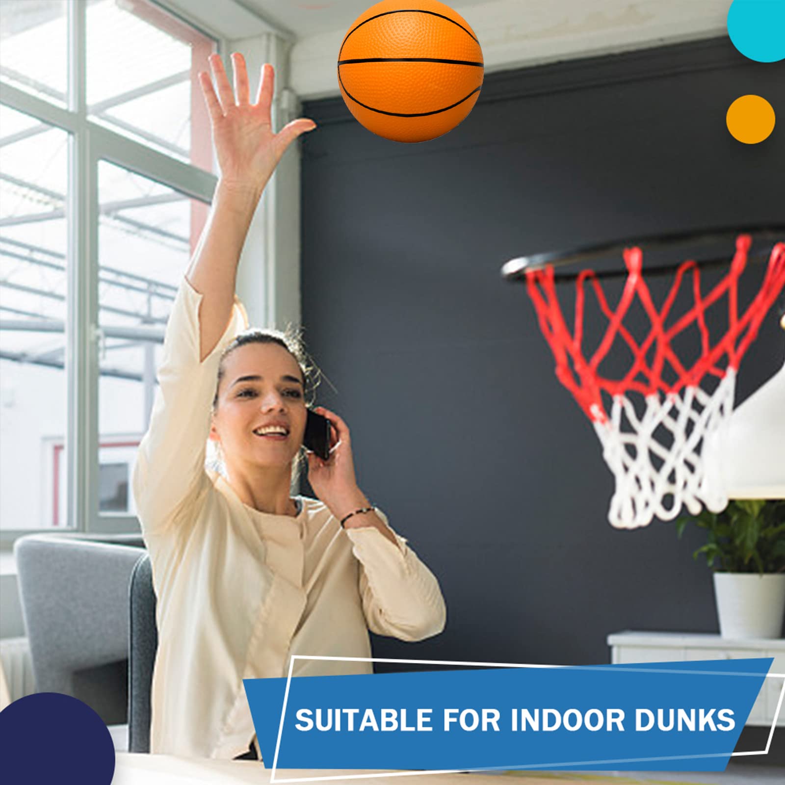 Umnodobn 4-Pack 6-Inch Mini Basketballs – Soft PVC Rubber Balls for Indoor Hoops, Includes Air Pump