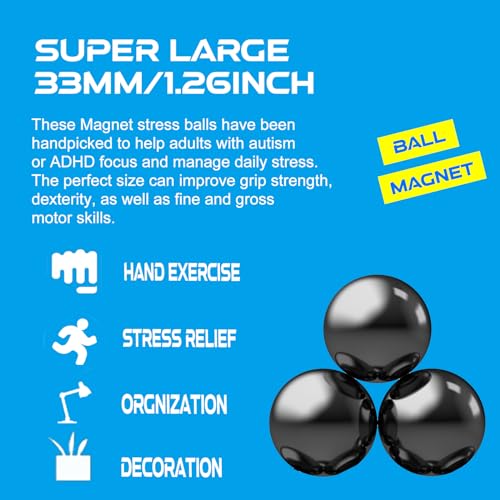 Umnodobn 5-Pack 1.26 Inch Jumbo Magnetic Balls – Fidget Toy with Ferrite Putty, Desk Decor, Stress Relief Gift