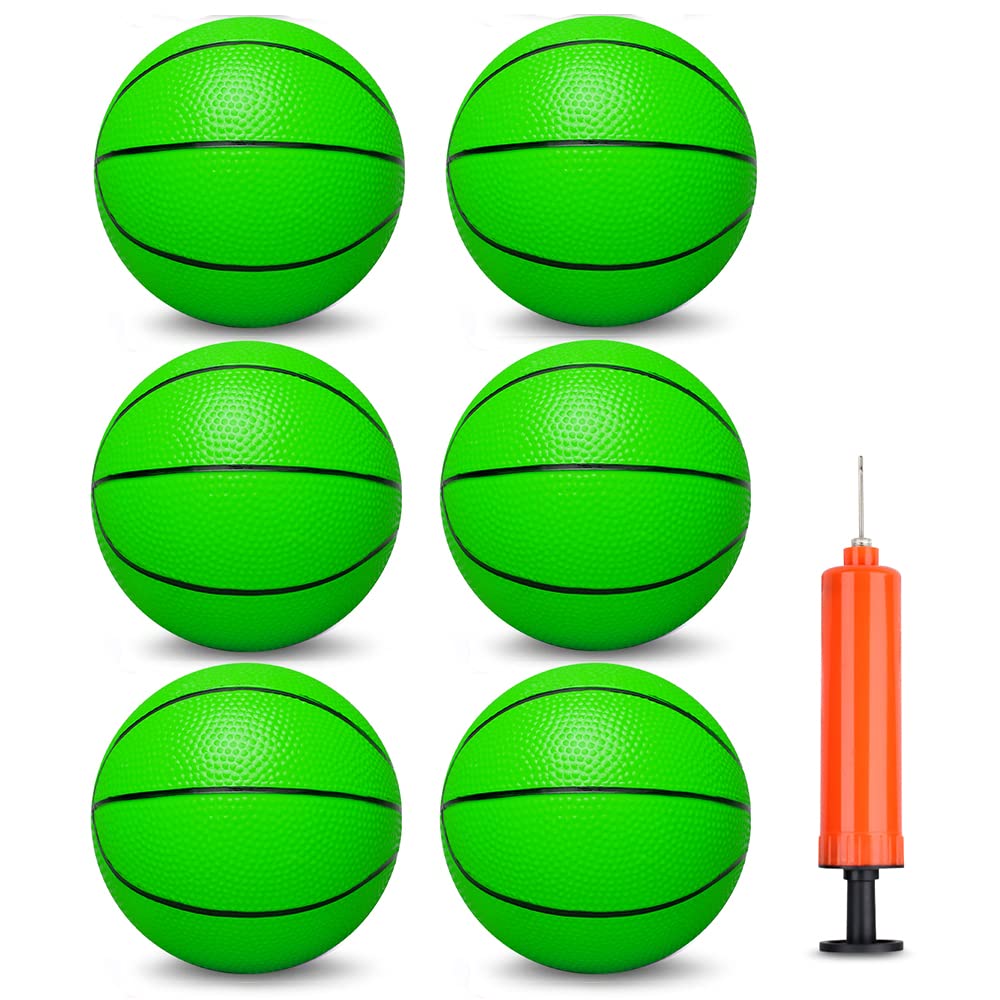 Umnodobn 6-Pack 5-Inch Water Basketballs for Pool, Indoor, and Outdoor Play – Soft Rubber Mini Balls with Air Pump