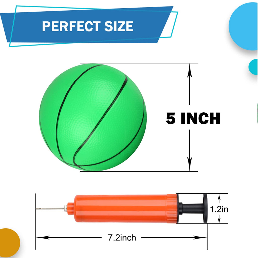 Umnodobn 6-Pack 5-Inch Water Basketballs for Pool, Indoor, and Outdoor Play – Soft Rubber Mini Balls with Air Pump