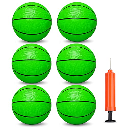Umnodobn 6-Pack 5-Inch Water Basketballs for Pool, Indoor, and Outdoor Play – Soft Rubber Mini Balls with Air Pump