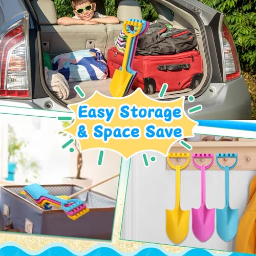 Umnodobn Large 16-Inch Beach Sand Shovels (3 Pack) - Heavy-Duty ABS Plastic Scoops for Kids and Adults