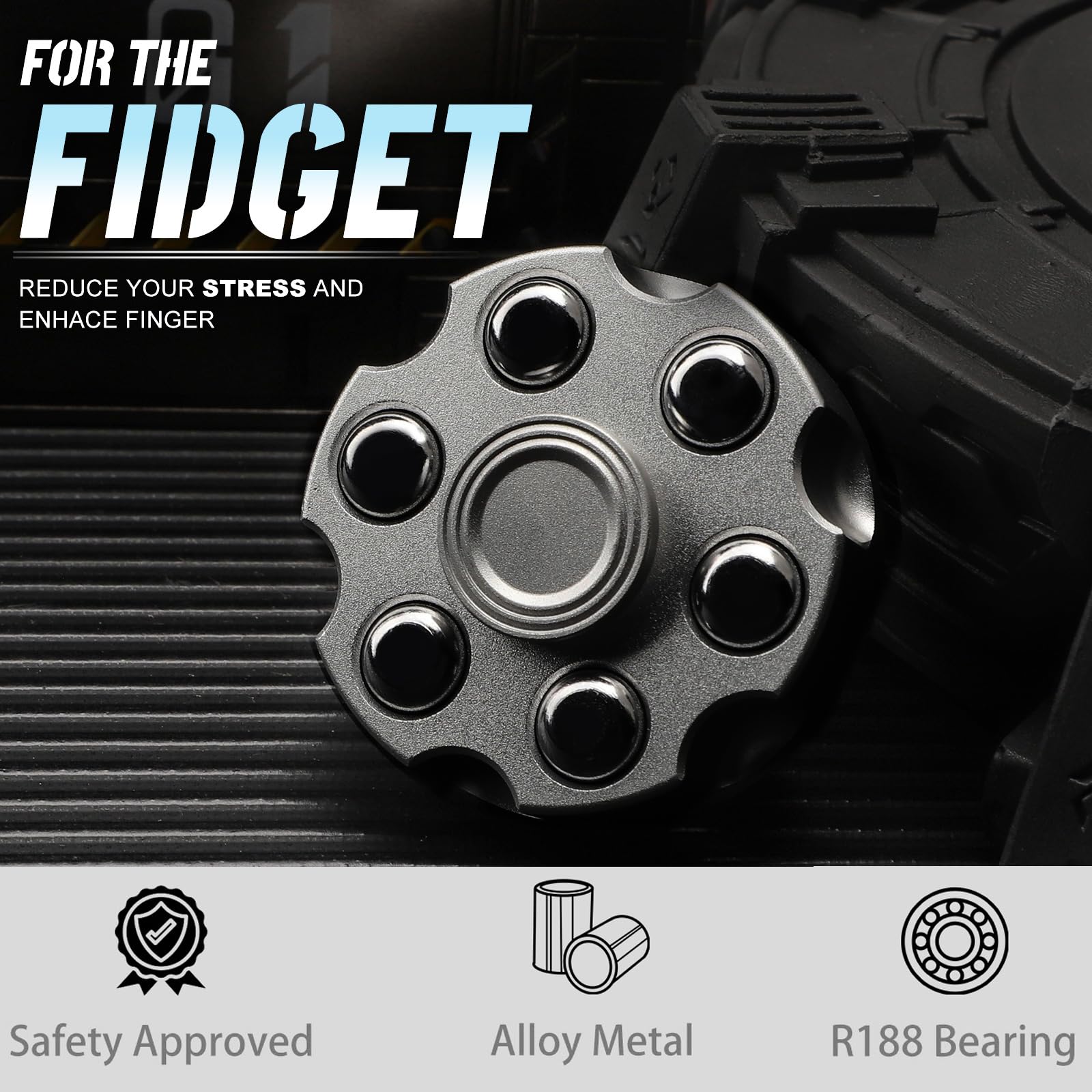 Umnodobn Metal Fidget Spinner – Gear Design with Fiber Case for Adults and Kids