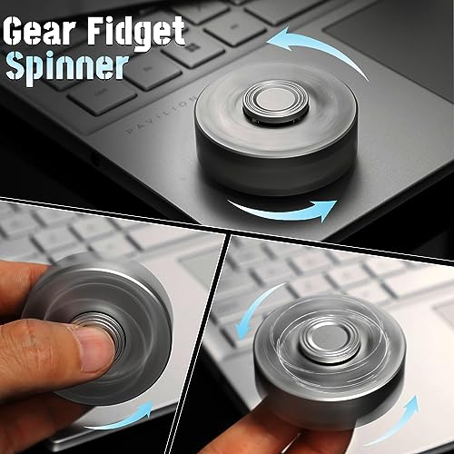 Umnodobn Metal Fidget Spinner – Gear Design with Fiber Case for Adults and Kids
