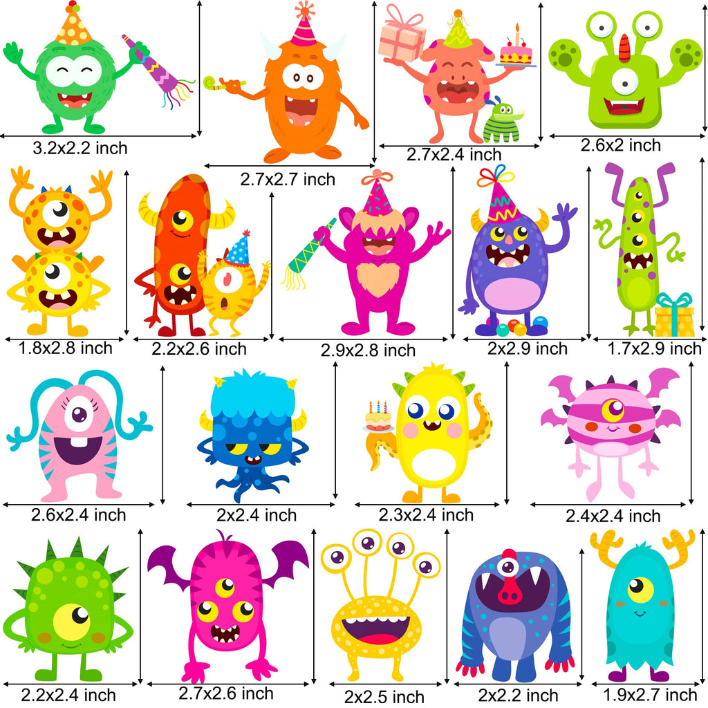 umoni 36-Piece Little Monster Cupcake Toppers – Pre-Assembled, 18 Designs, Green Theme for Baby Shower & Birthday Parties
