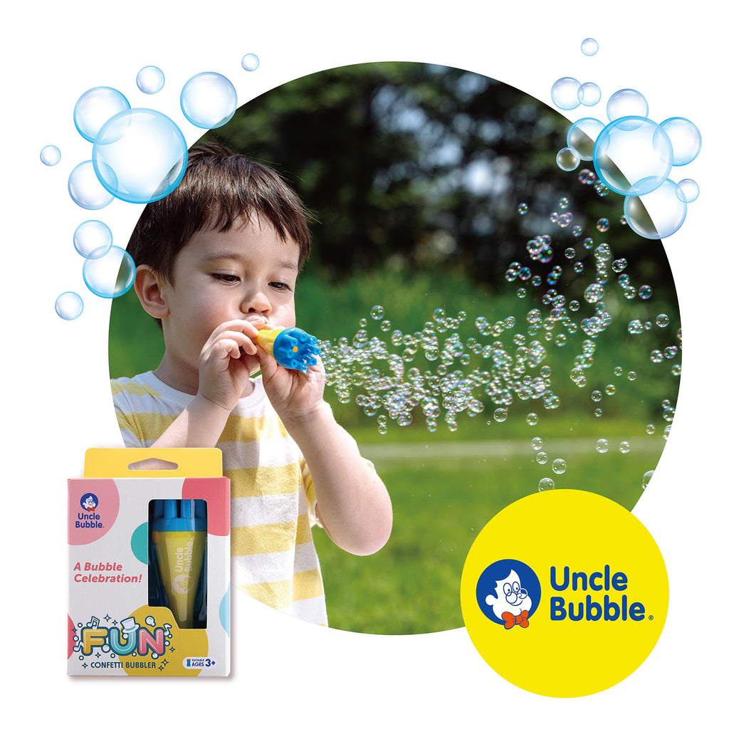 Uncle Bubble Mini Bubble Blower: Non-Toxic Confetti Bubbler for Kids, Blows Thousands of Tiny Bubbles with One Breath