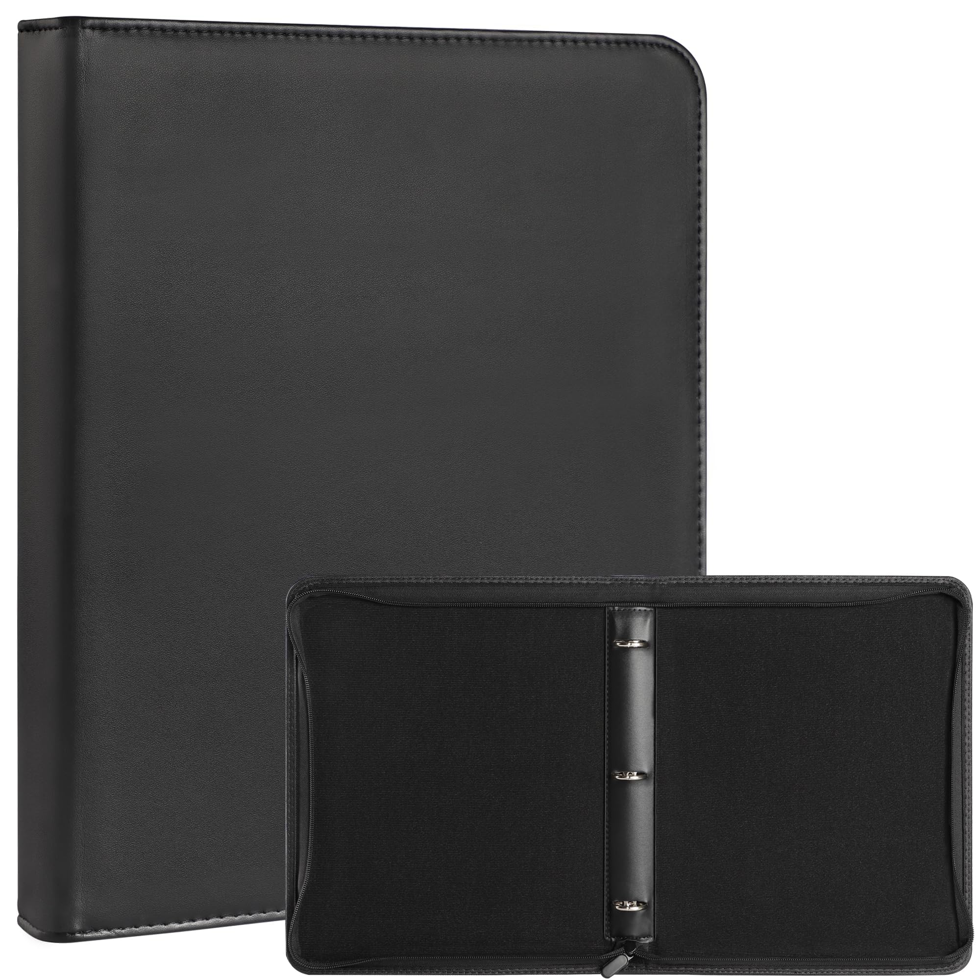Uncle Paul Black Leather Zipper Binder for Coins, Stamps & Banknotes – 3/7/9/11-Hole Compatible