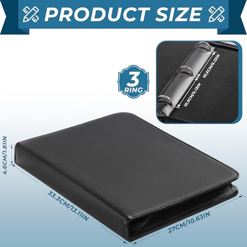 Uncle Paul Black Leather Zipper Binder for Coins, Stamps & Banknotes – 3/7/9/11-Hole Compatible