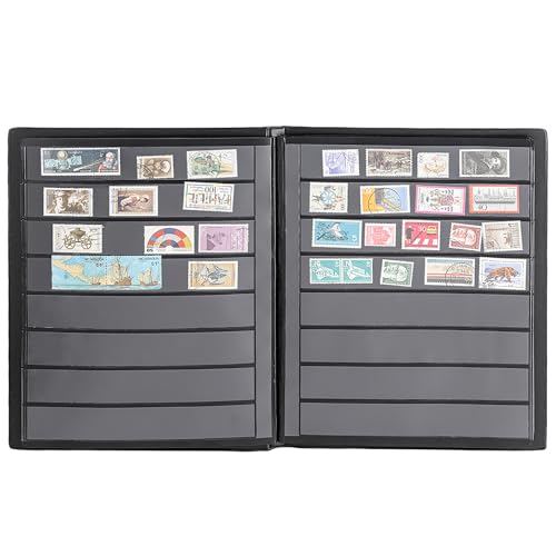 Uncle Paul Stamp Album 160 Pockets – Leatherette Padded Cover with 30x197mm Sleeves for Postage Stamps and Paper Money Collection