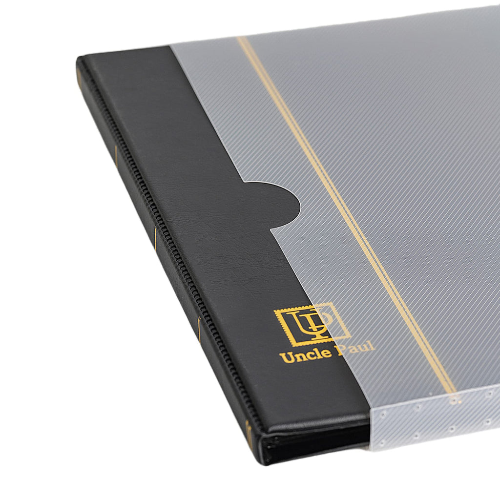Uncle Paul Stamp Album 160 Pockets – Leatherette Padded Cover with 30x197mm Sleeves for Postage Stamps and Paper Money Collection