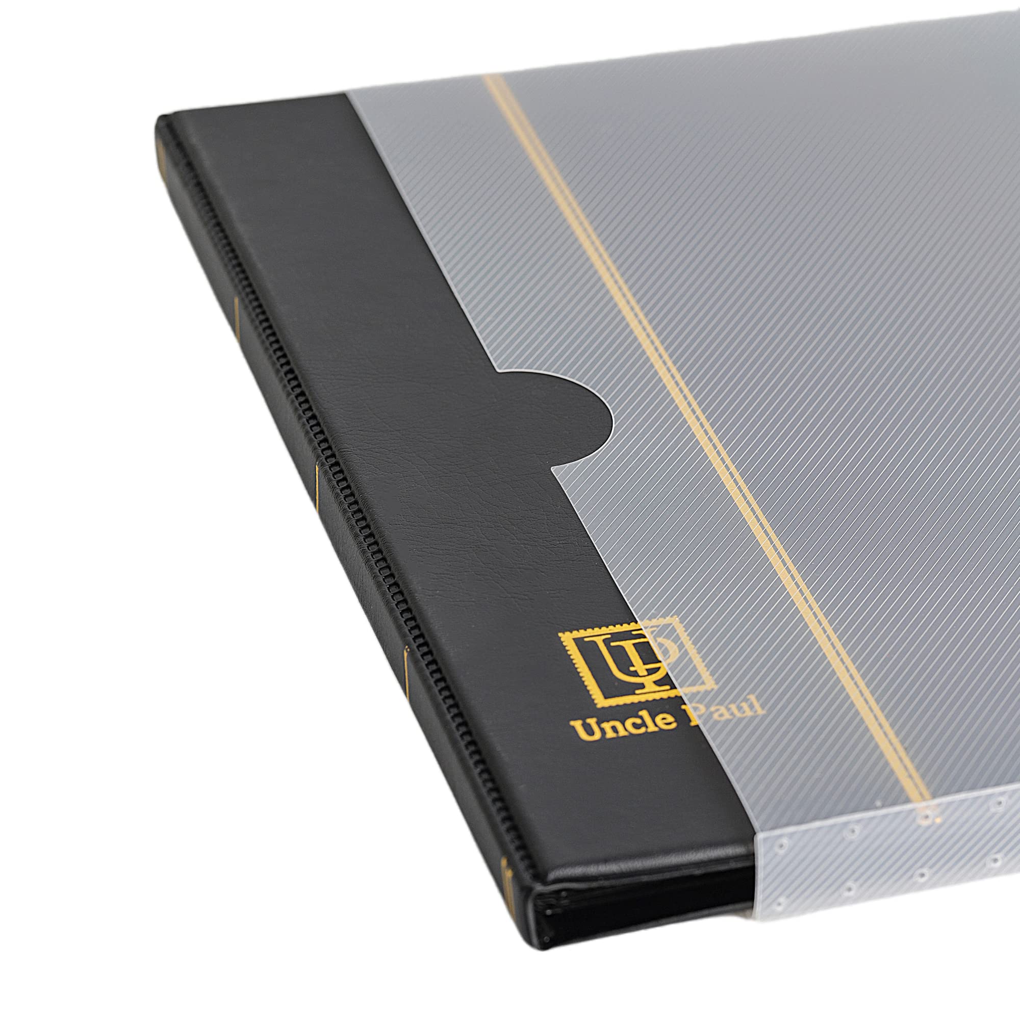 Uncle Paul Stamp Album 160 Pockets – Leatherette Padded Cover with 30x197mm Sleeves for Postage Stamps and Paper Money Collection