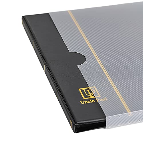 Uncle Paul Stamp Album 160 Pockets – Leatherette Padded Cover with 30x197mm Sleeves for Postage Stamps and Paper Money Collection