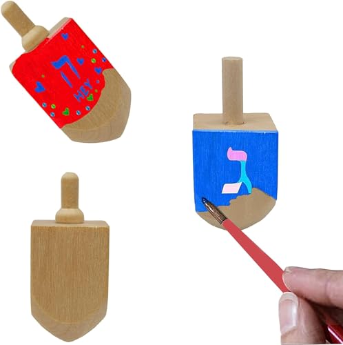 Unfinished Wooden Dreidels 10-Pack: 3-Inch DIY Chanukah Dreidels for Painting