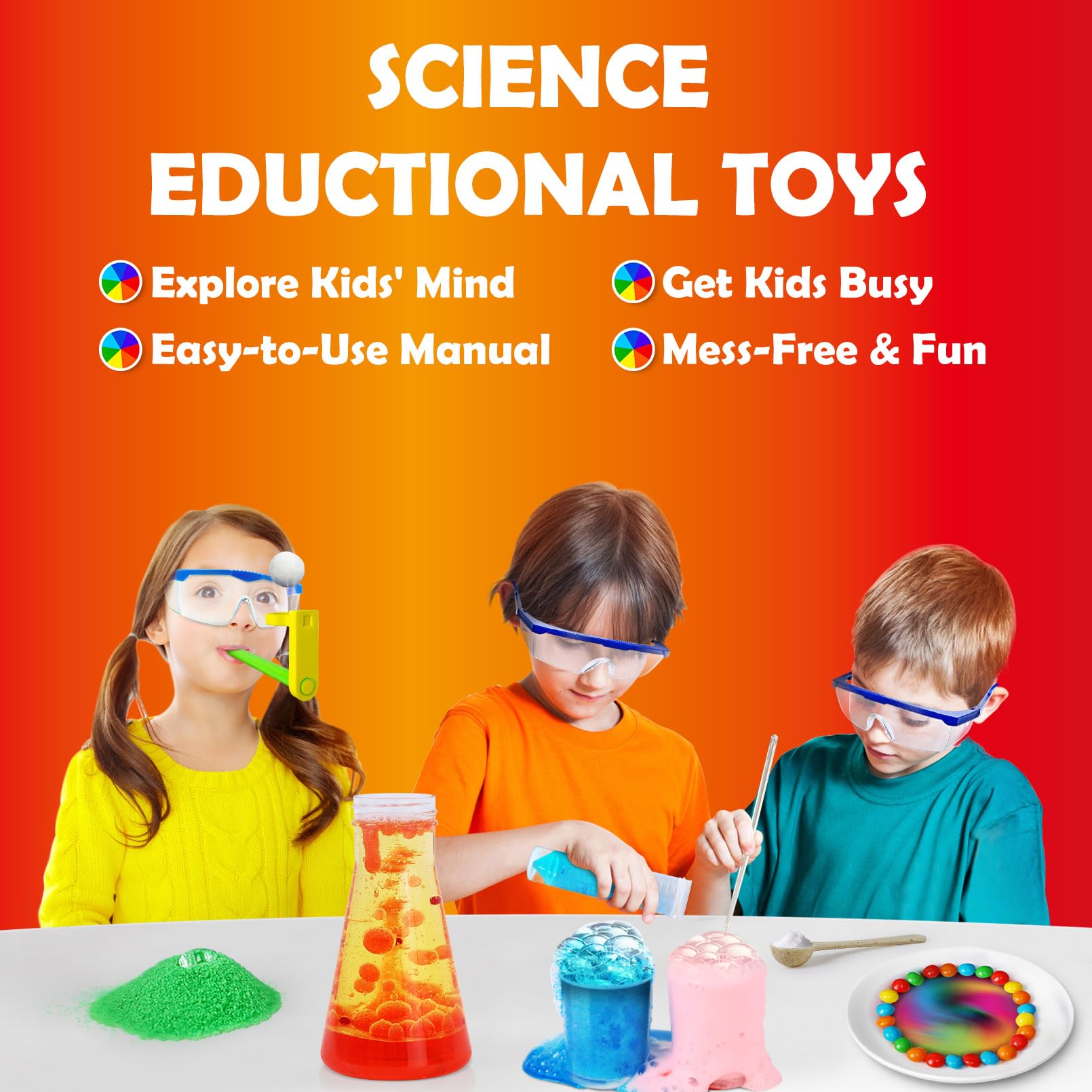 UNGLINGA 33 Experiments Science Kit for Kids - STEM Learning with Volcano, Lava Lamp, and More