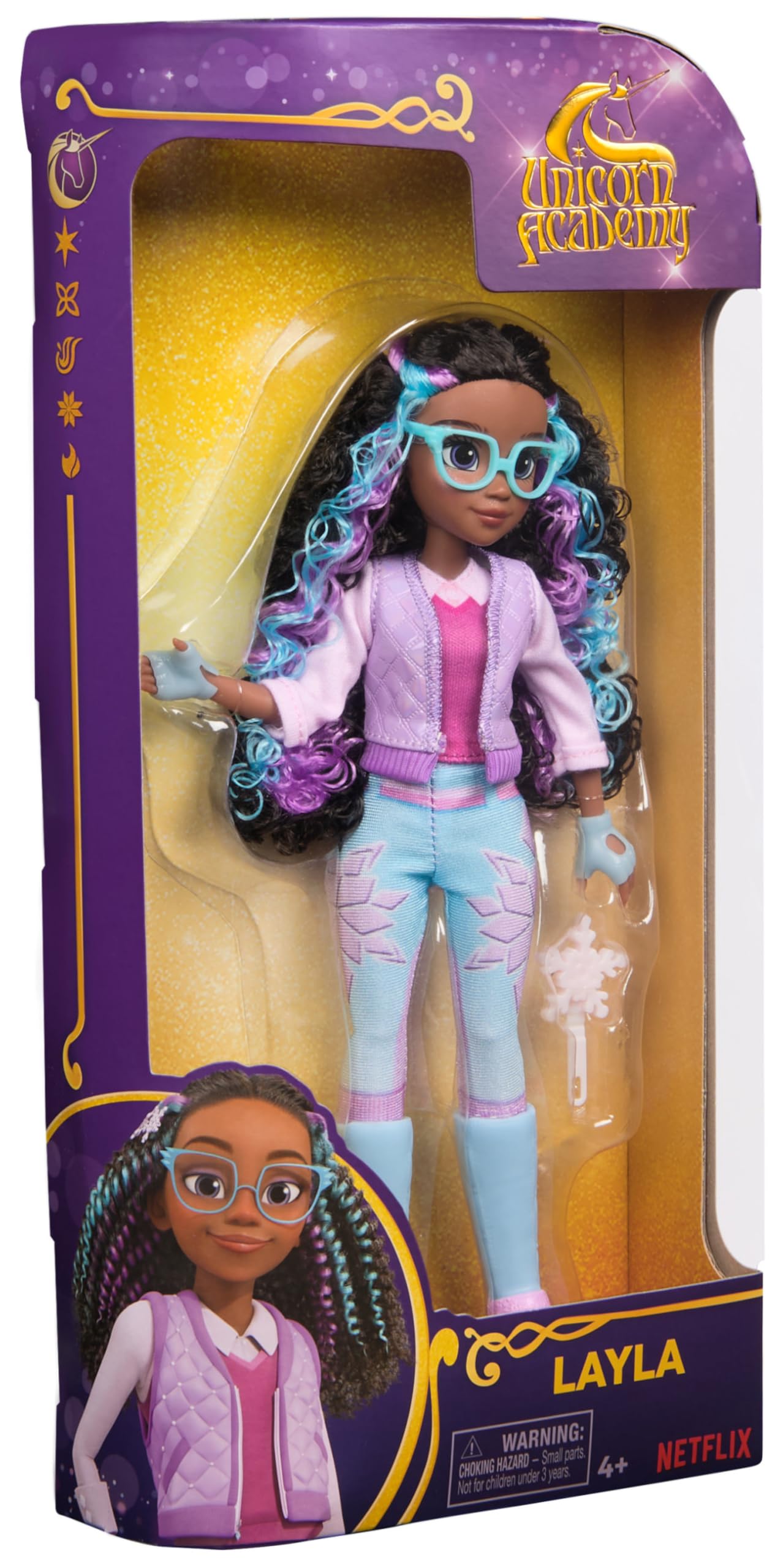 Unicorn Academy Layla Doll with 5 Accessories and Hair Styling Tool, 9.5-Inch Articulated Fashion Doll for Girls Ages 4+