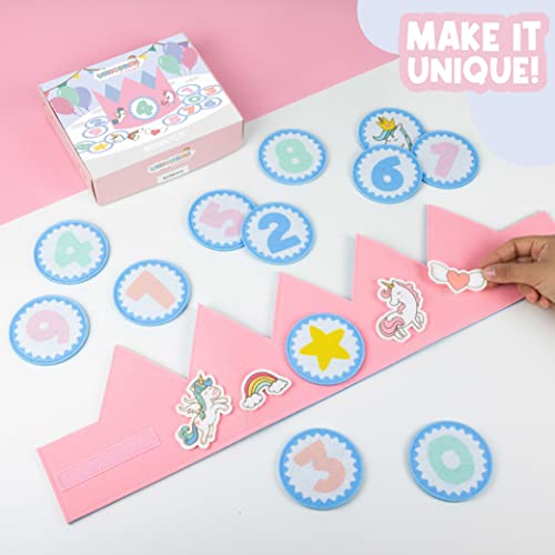 Unicorn Birthday Crown with Interchangeable Numbers 0-9 and Decorative Figures by BONNYCO