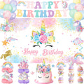 Unicorn Birthday Decorations Kit – 44-Piece Set with Banner, Backdrop, Balloons, and Toppers