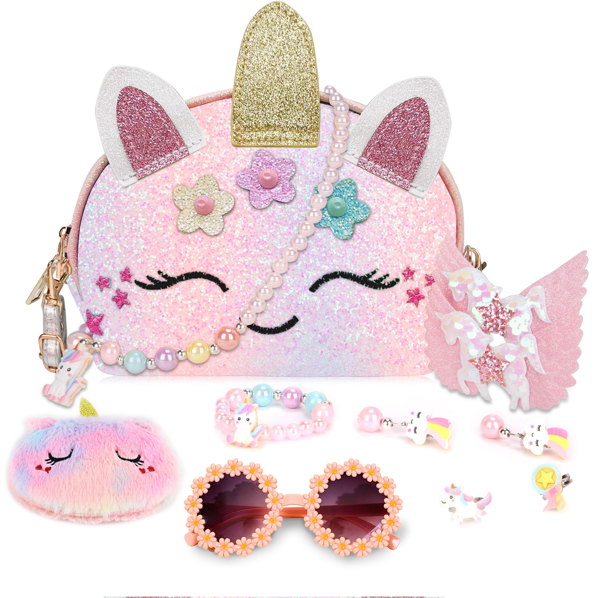 Unicorn Crossbody Purse for Little Girls with Matching Jewelry Set - YRUBOHA