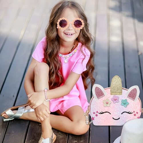 Unicorn Crossbody Purse for Little Girls with Matching Jewelry Set - YRUBOHA