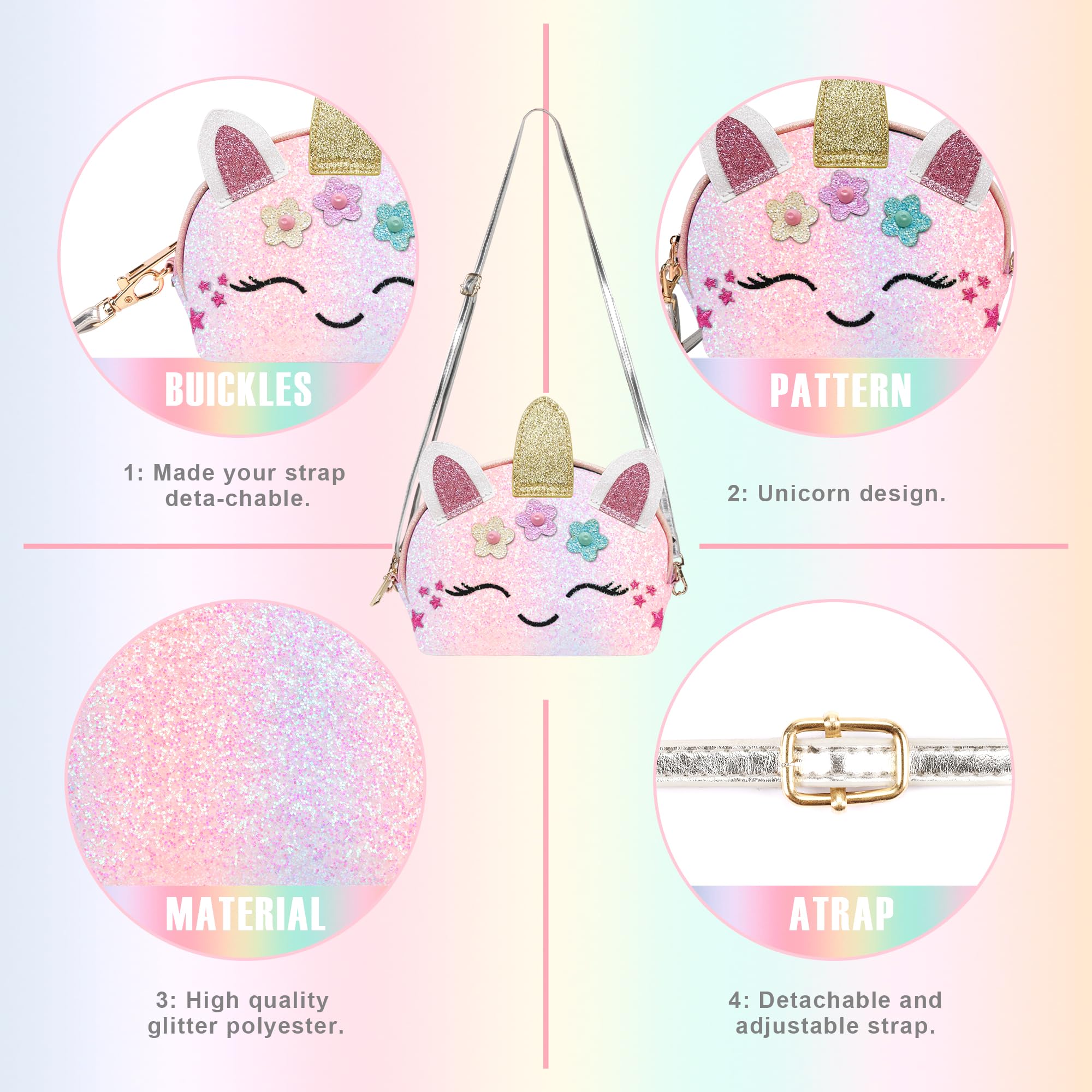 Unicorn Crossbody Purse for Little Girls with Matching Jewelry Set - YRUBOHA