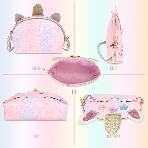Unicorn Crossbody Purse for Little Girls with Matching Jewelry Set - YRUBOHA