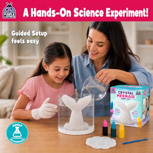 Unicorn Crystal Growing Kit for Kids – STEM Science Experiment Ages 4-8, Grow and Decorate Your Own Sparkling Unicorn