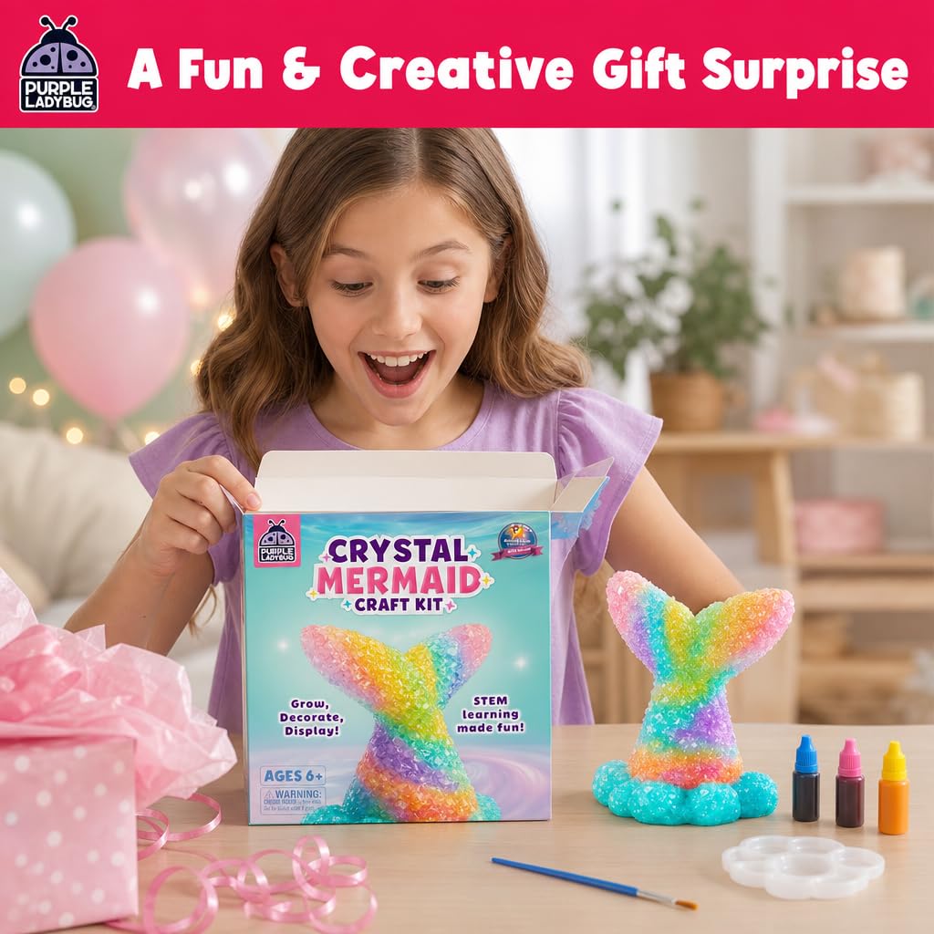 Unicorn Crystal Growing Kit for Kids – STEM Science Experiment Ages 4-8, Grow and Decorate Your Own Sparkling Unicorn